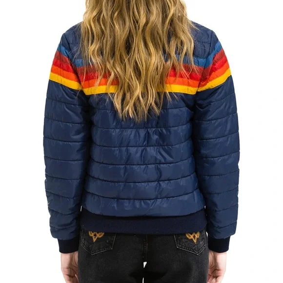 Aviator nation 5 stripe puffer jacket Navy - Picture 2 of 7